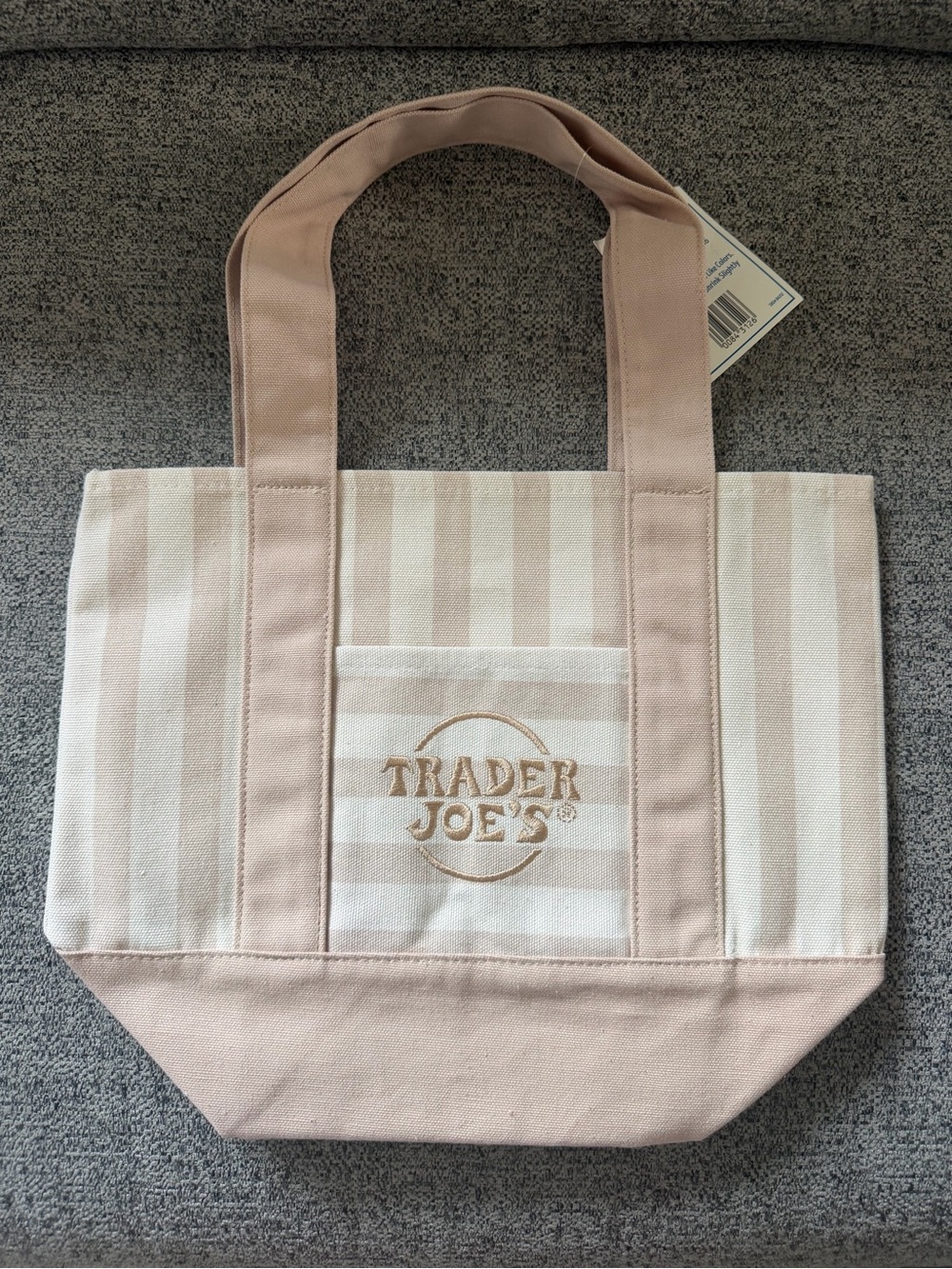 Trader Joe’s Beige/Tan Stripe Mini Canvas Tote Bag